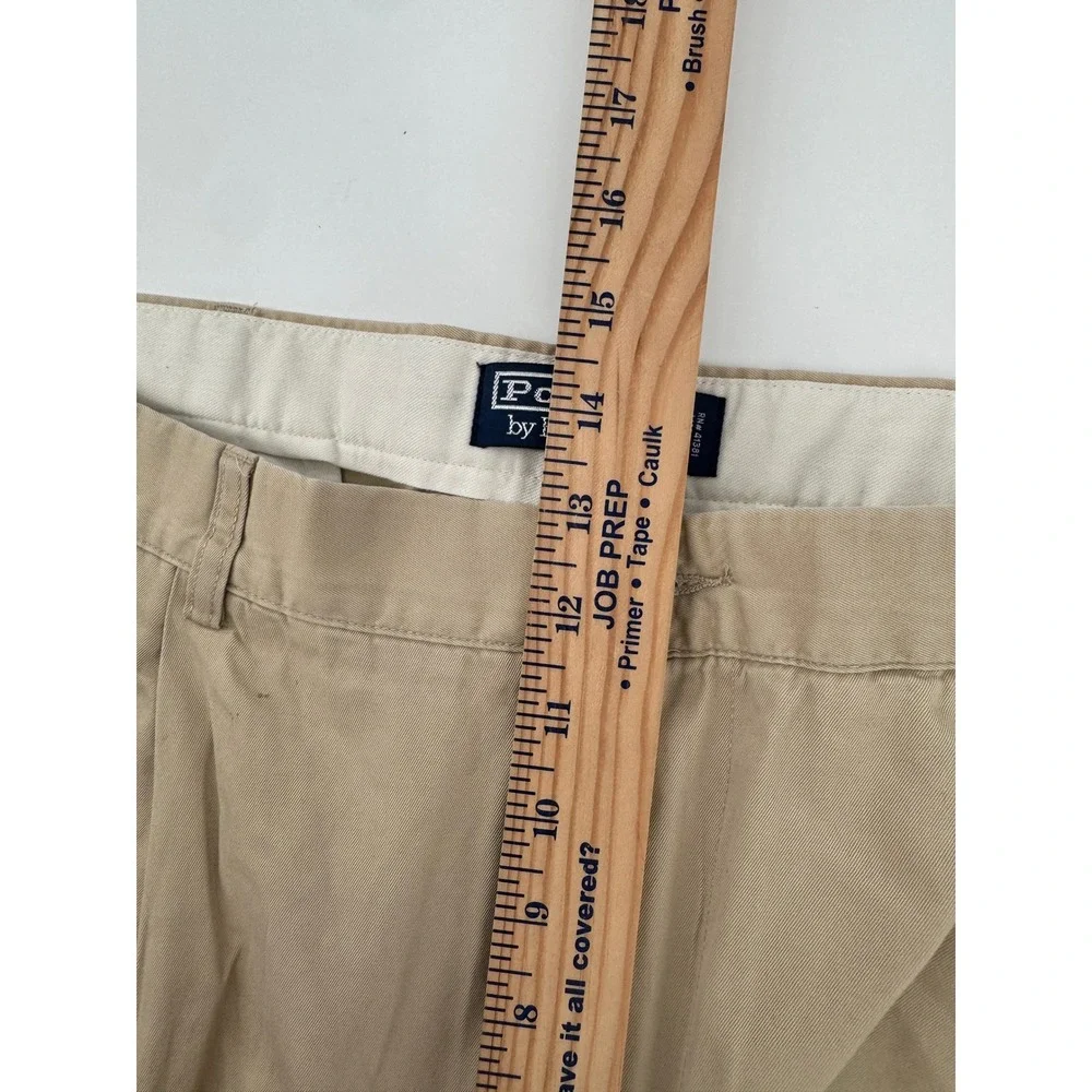 Polo Ralph Lauren Men's Khaki Pleated Chino Pants‎ Size 38x34 Spot on front see